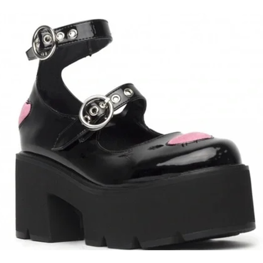 Lamoda Ironic Platform Mary Janes Black Patent Leacher NEW Size 6.5